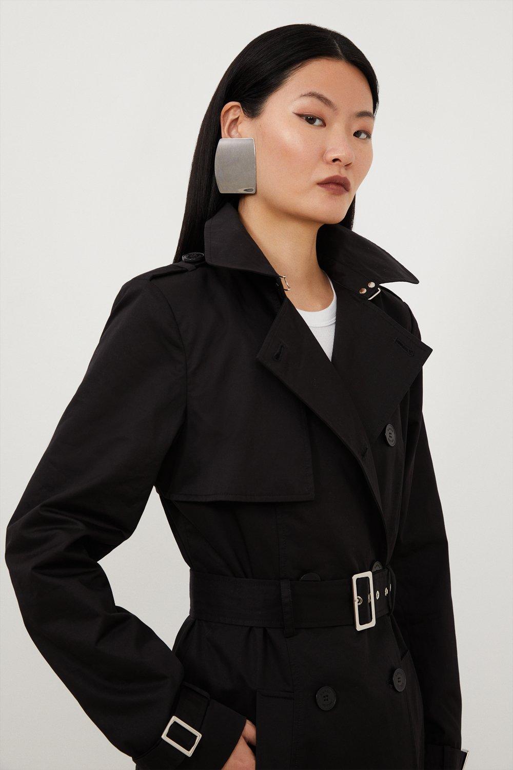 Karen Millen Tailored Classic Belted Trench Coat | Black