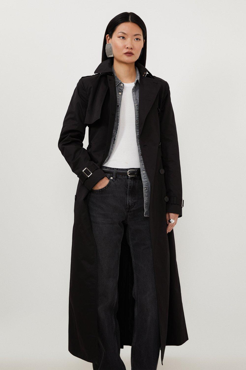 Karen Millen Tailored Classic Belted Trench Coat | Black