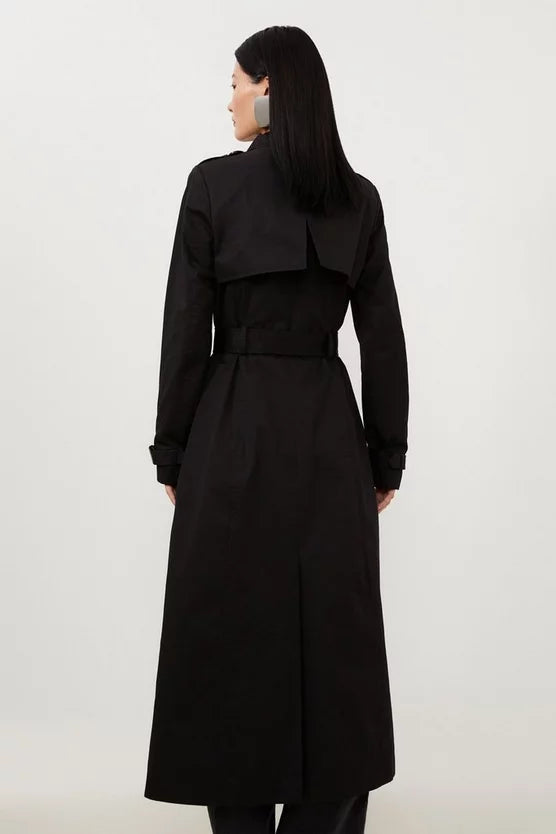 Karen Millen Tailored Classic Belted Trench Coat | Black