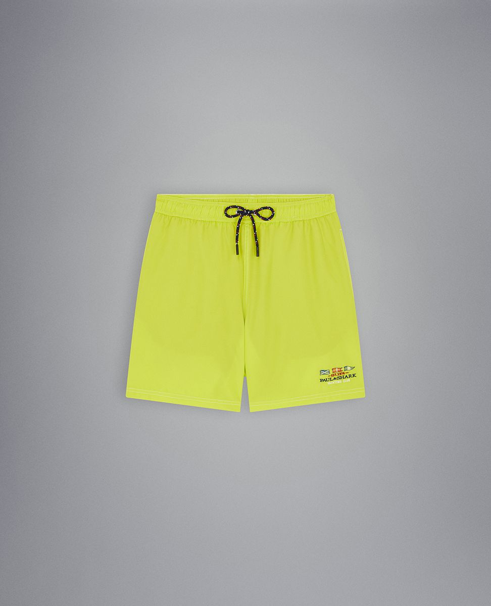 Paul & Shark Swim Shorts with Nautical Embroidery | Lime