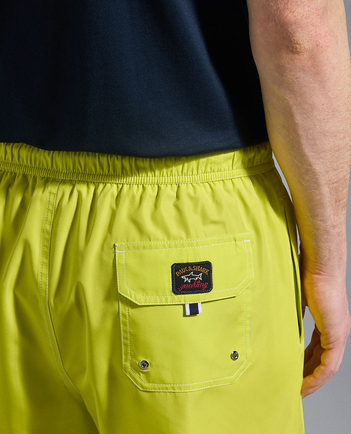 Paul & Shark Swim Shorts with Nautical Embroidery | Lime