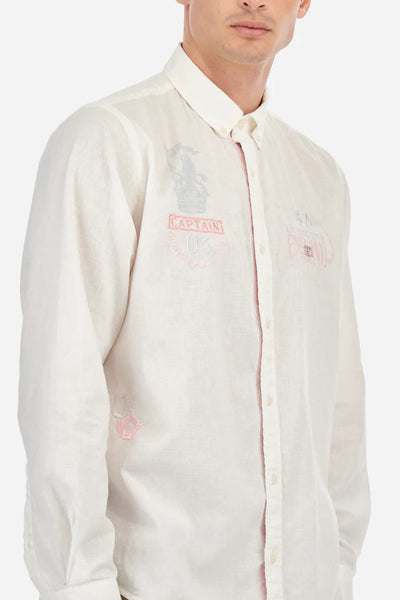 La Martina Shirt Cotton and Linen Regular Fit - Adriano | White