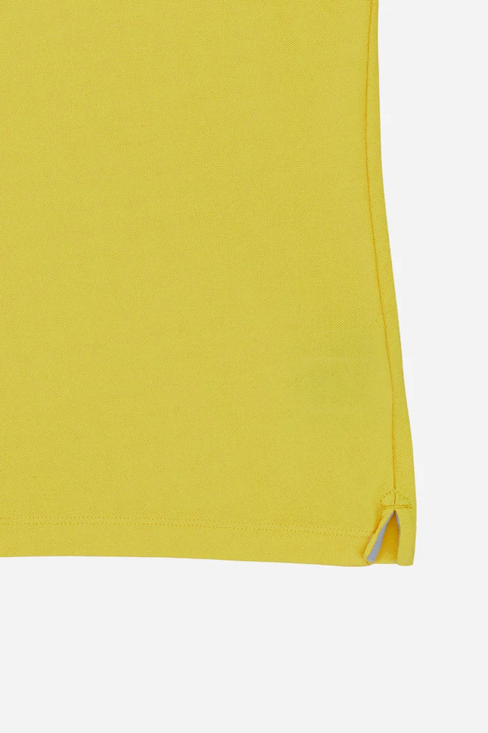 La Martina Women’s Stretch Piqué Polo with Under-collar Lettering | Empire Yellow