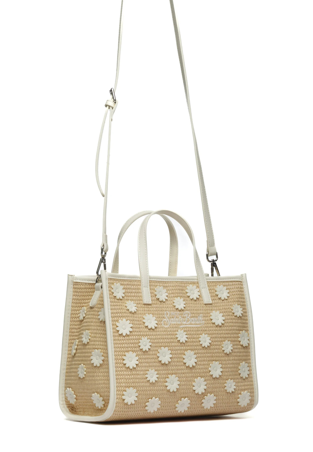 Borsa di paglia MC2 Saint Barth Vivian Mid | Beige/Bianco