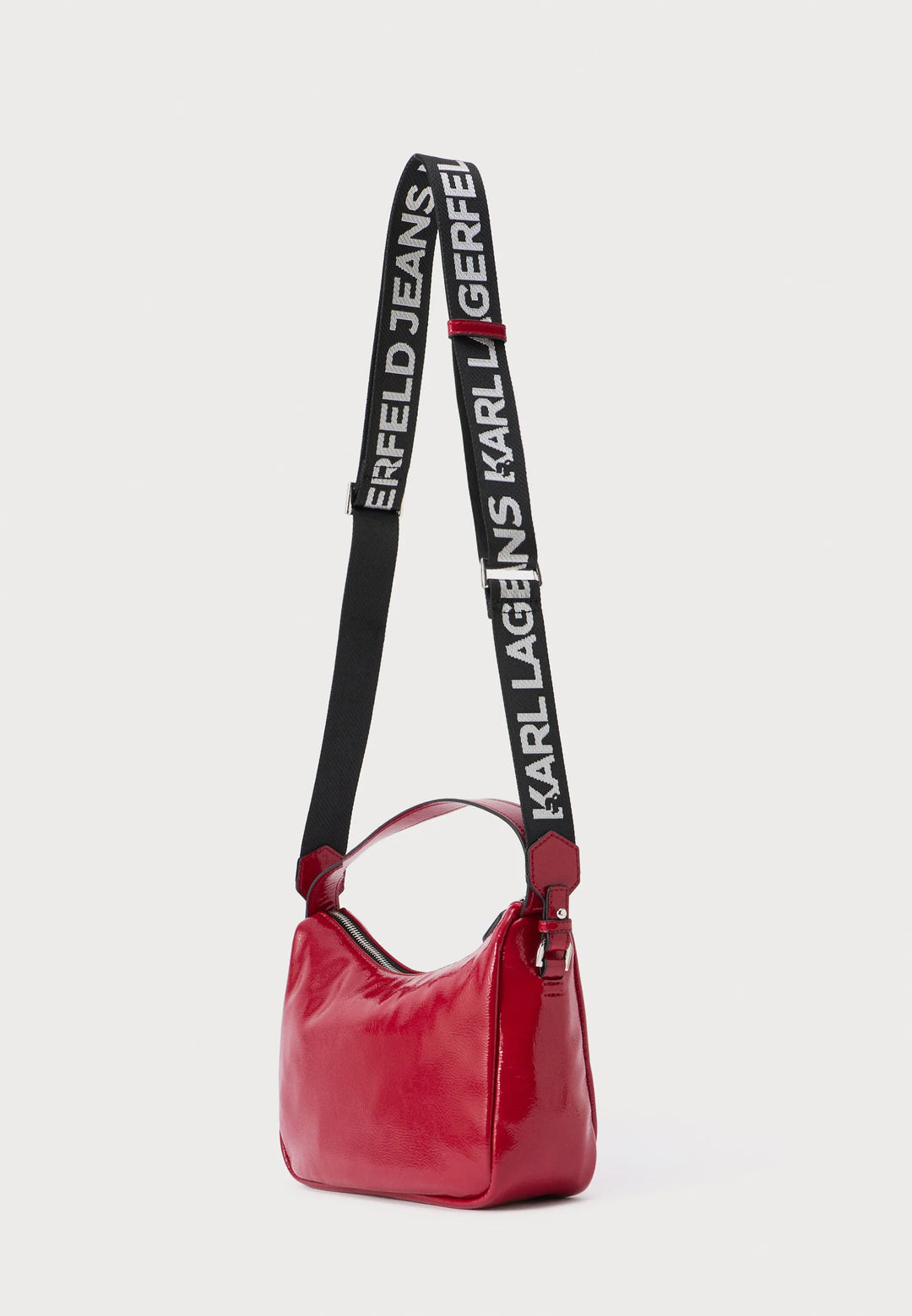 Karl Lagerfeld Glossy Mini Hobo Bag | Pompeian Red
