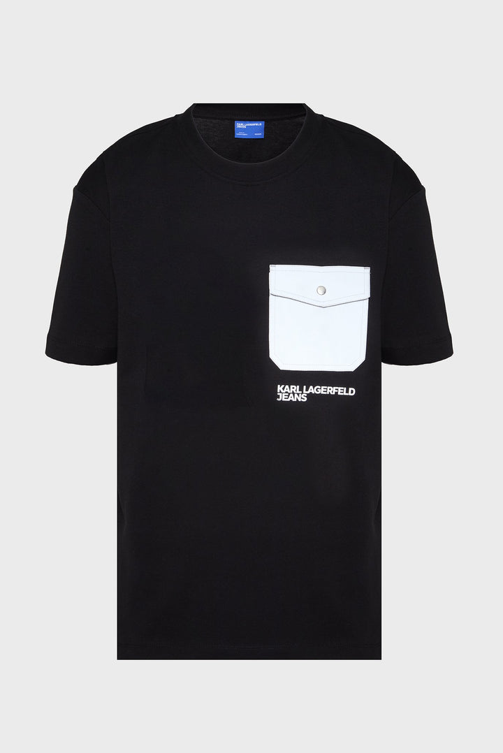 Karl Lagerfeld Regular Mixed Material T-shirt | Black