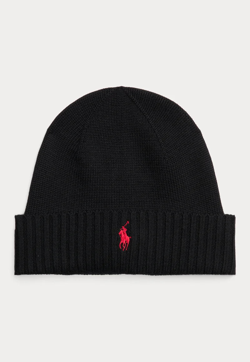 Ralph Lauren Signature Pony Wool Beanie | Black