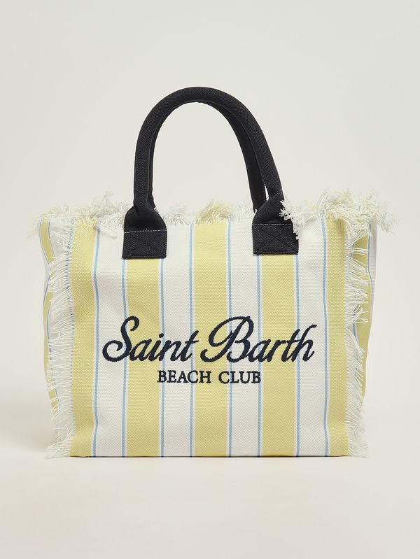 حقيبة يد قماشية من القطن من MC2 Saint Barth | أصفر/أبيض