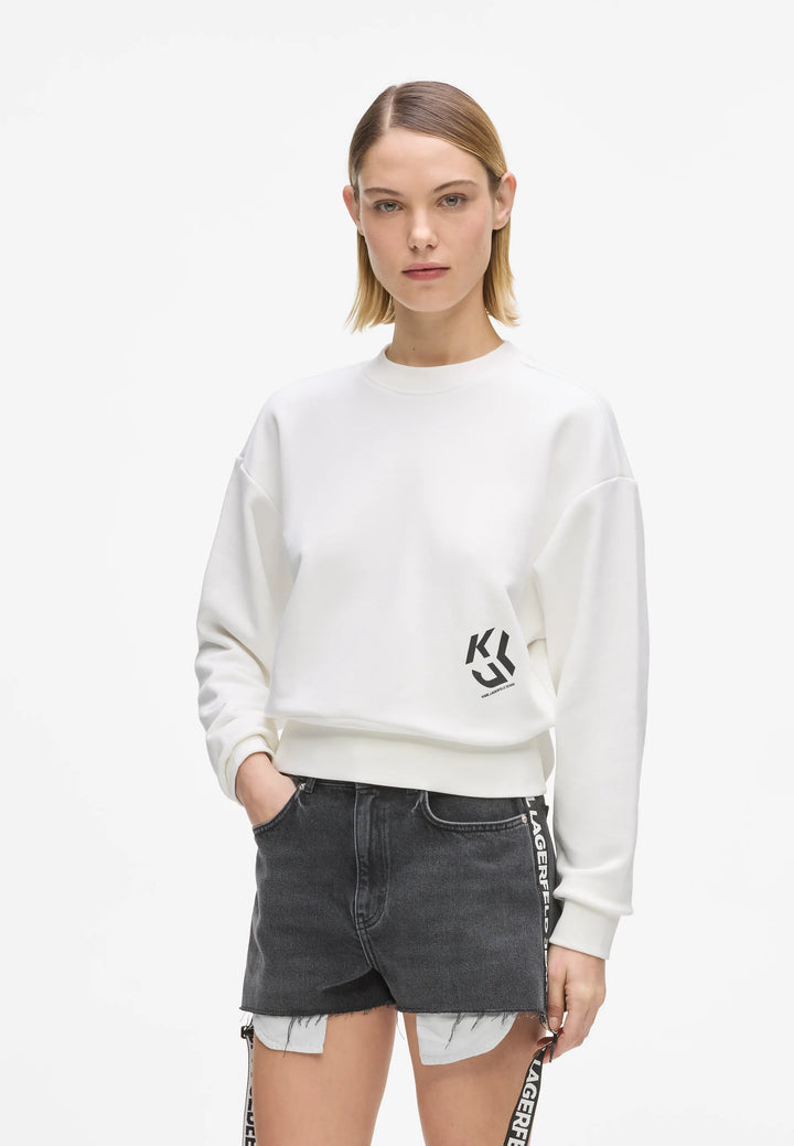 Karl Lagerfeld Monogram Logo Sweatshirt in Regular Fit | Egret