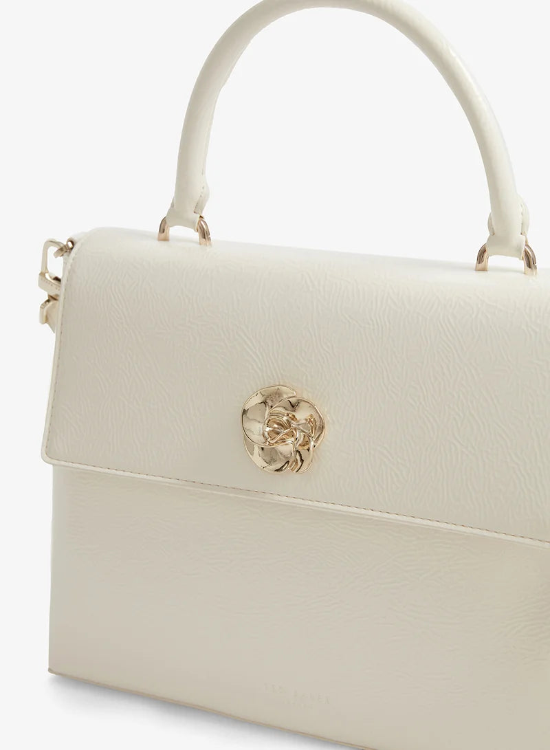 Ted Baker Rosenau Hardware Rose Patent Top Handle Bag | Ivory