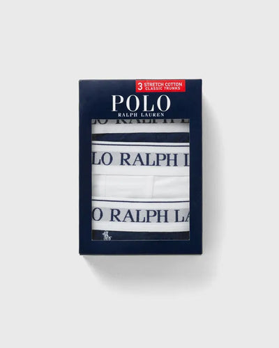 Ralph Lauren Κλασικό Ελαστικό Βαμβακερό Μπόξερ σε Τριάδα | Σκούρο Μπλε/Λευκό