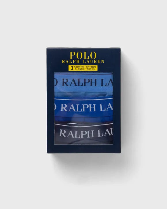 Ralph Lauren Κλασικό Ελαστικό Βαμβακερό Μπόξερ σε Τριάδα | Σκούρο Μπλε/Μπλε/Γαλάζιο