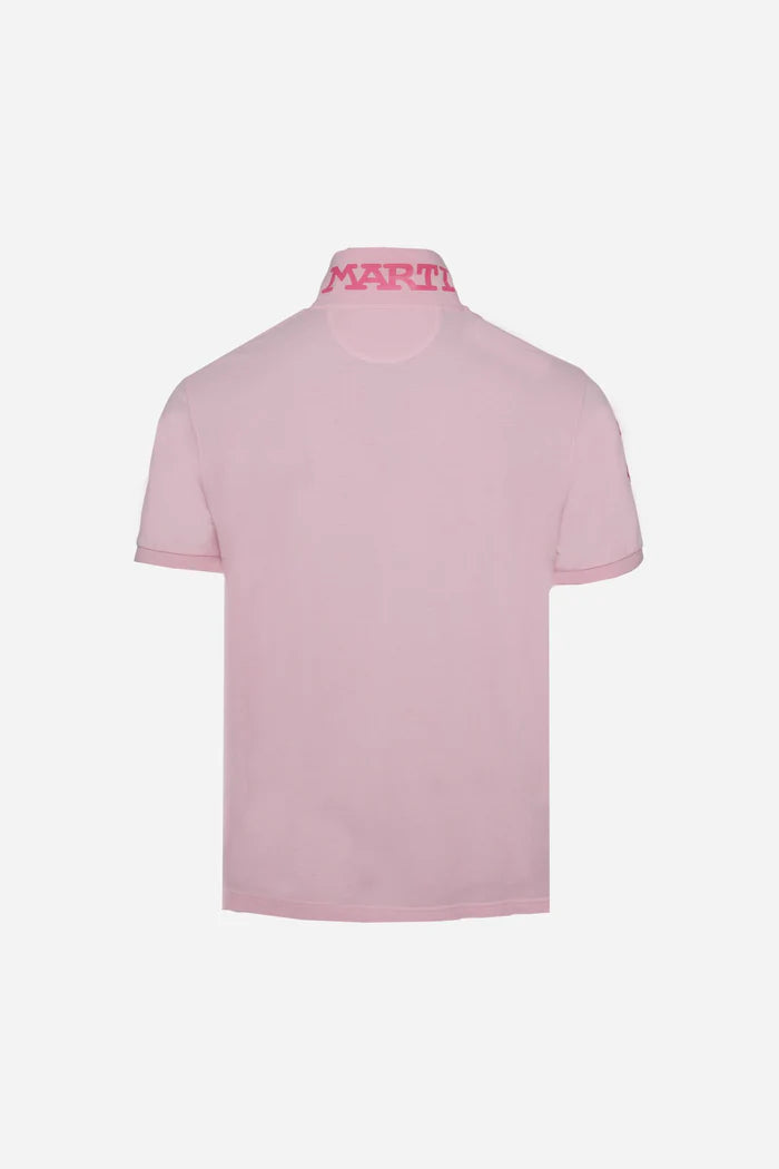Polo de piqué elástico para hombre de La Martina con número en la manga | Rosa de cuento de hadas