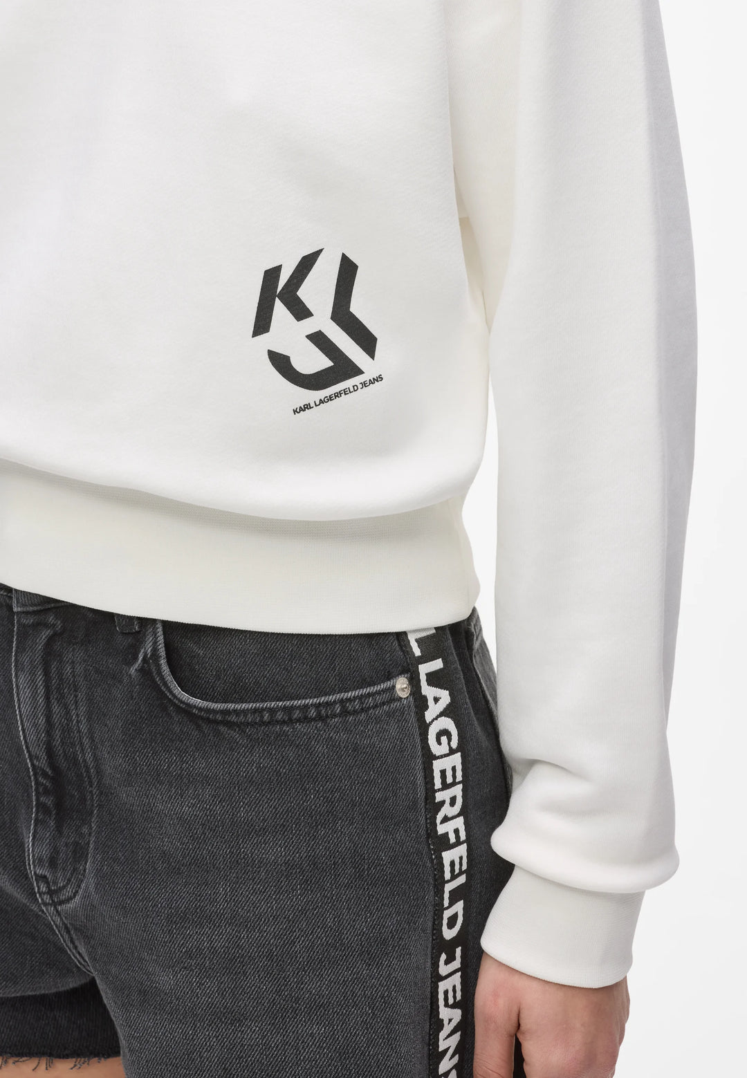 Karl Lagerfeld Monogram Logo Sweatshirt in Regular Fit | Egret