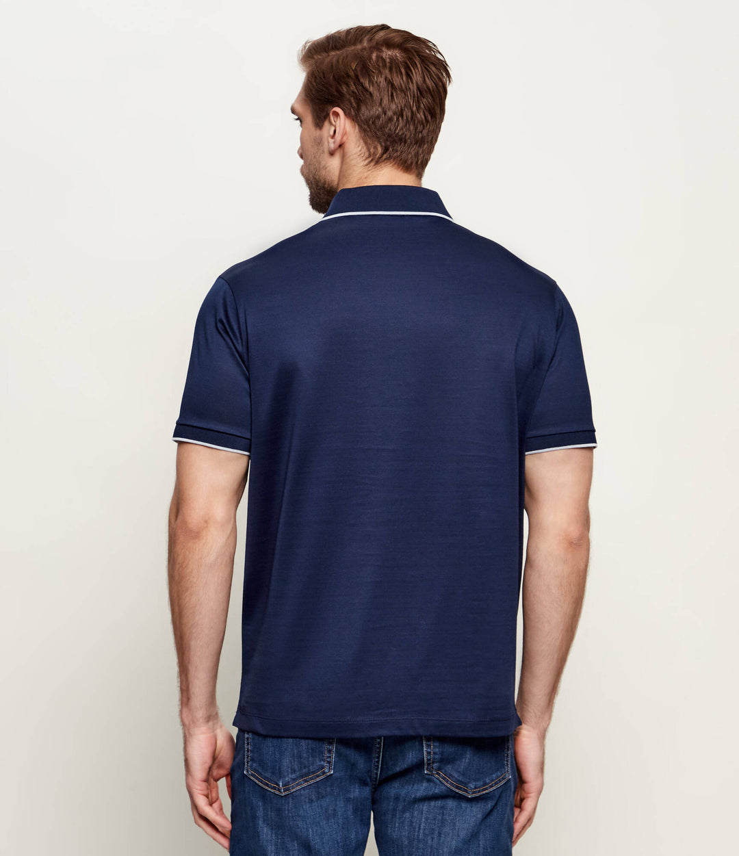 Polo de Paul &amp; Shark de algodón jersey doble mercerizado con estampado de tiburones | Azul marino
