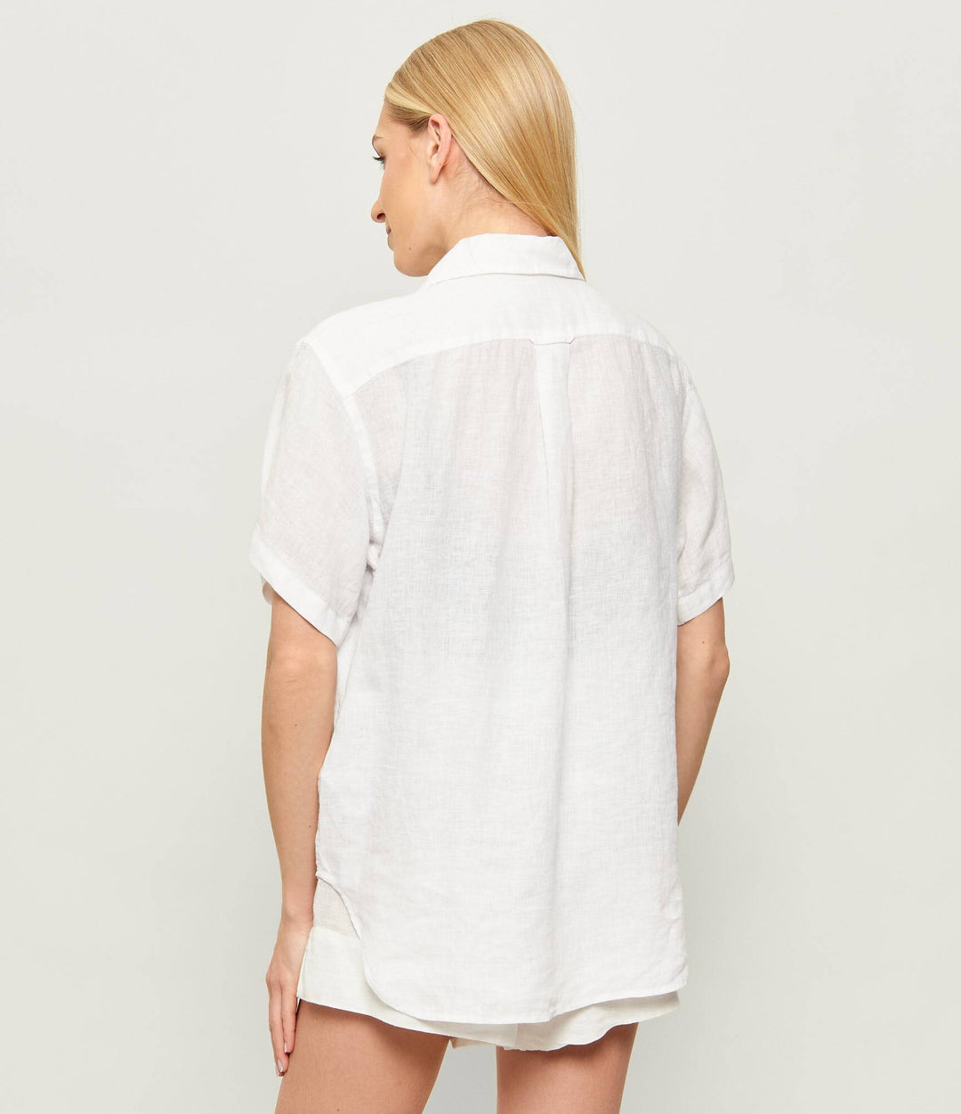 Ralph Lauren Relaxed Fit Short Sleeve Linen Women's Shirt | White