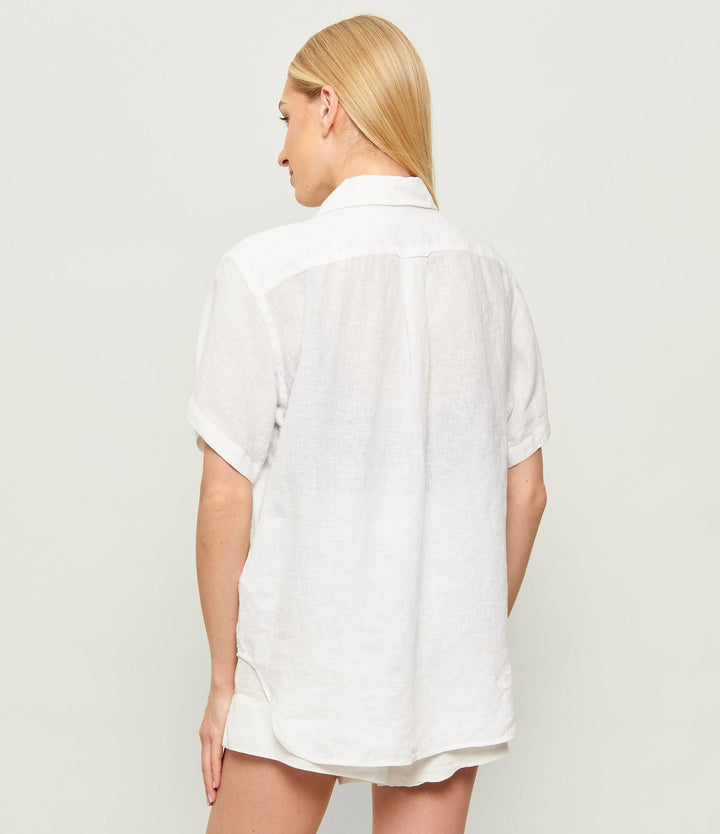 Ralph Lauren Relaxed Fit Short Sleeve Linen Women's Shirt | White