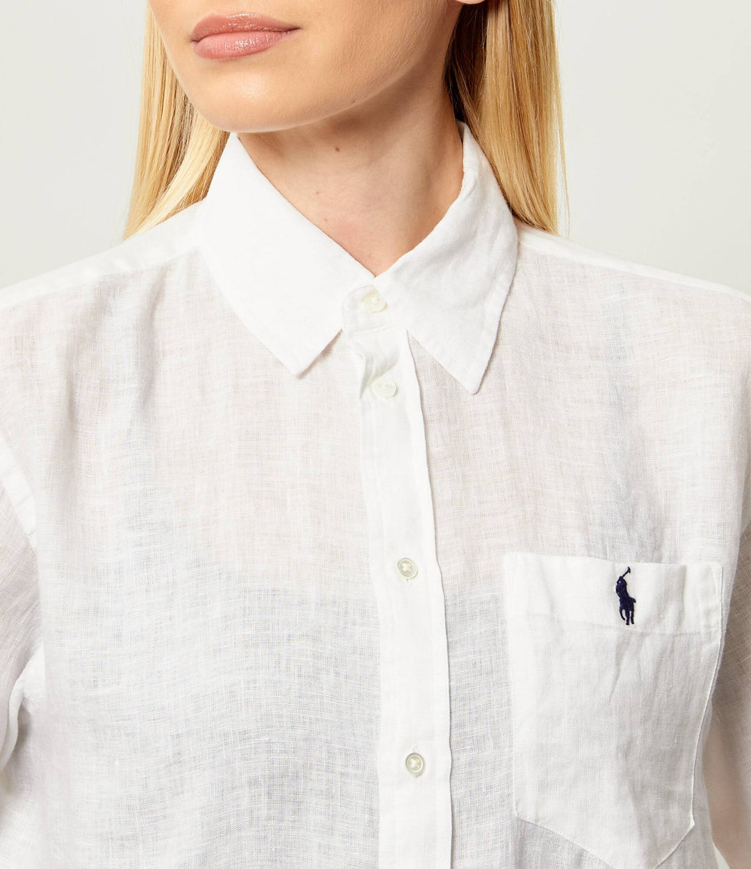 Ralph Lauren Relaxed Fit Short Sleeve Linen Women's Shirt | White