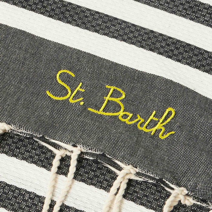 MC2 Saint Barth Fouta Κλασική Πετσέτα με Ρίγες | Μαύρο