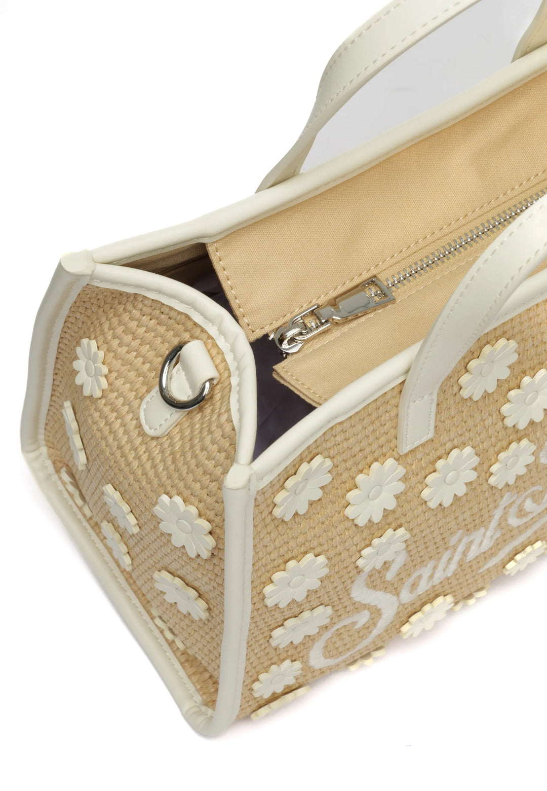 Borsa di paglia MC2 Saint Barth Vivian Mid | Beige/Bianco