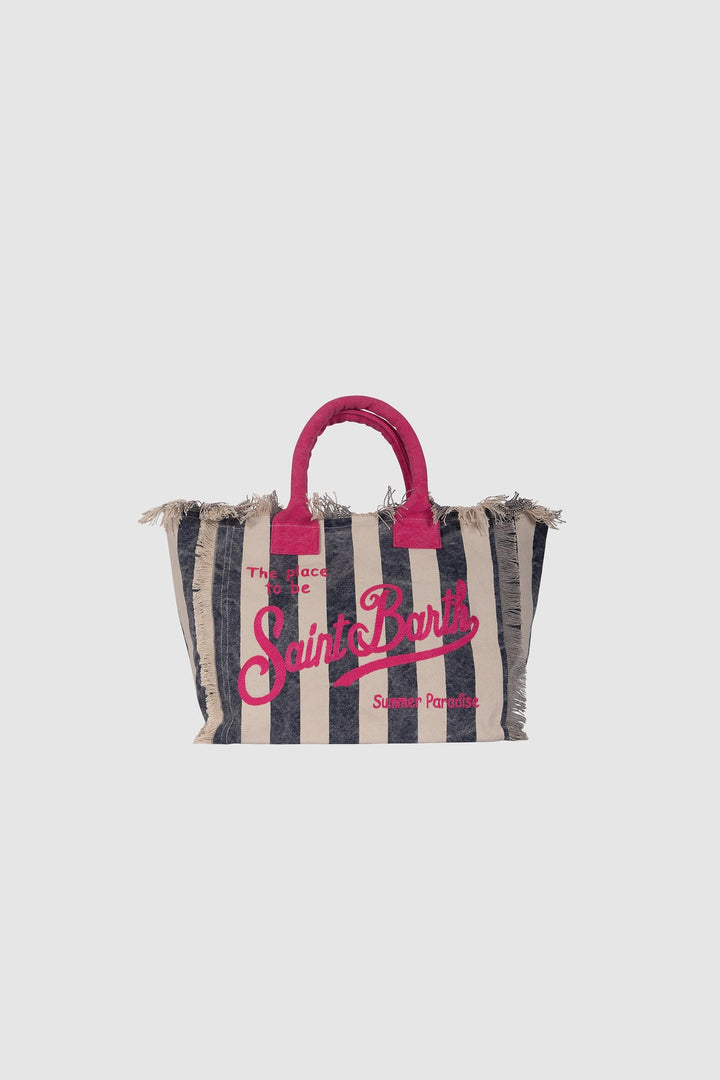 Borsa tote in tela di cotone MC2 Saint Barth Vanity | Blu navy/Fucsia