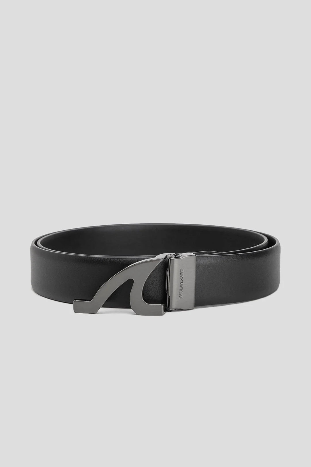 Paul &amp; Shark Fin Buckle Saffiano Leather Belt | Black