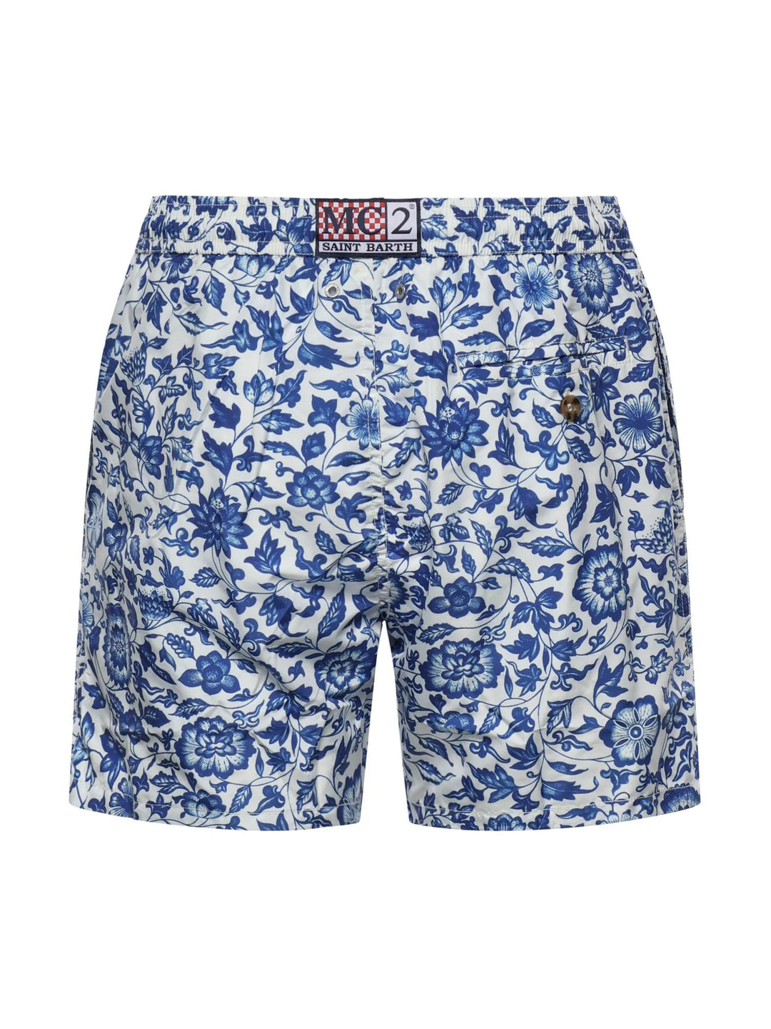 Bañador corto MC2 Saint Barth de tela ligera Maj Toile | Azul marino/Blanco