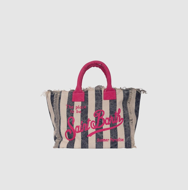 Borsa tote in tela di cotone MC2 Saint Barth Vanity | Blu navy/Fucsia