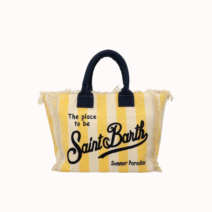 Sac fourre-tout en toile de coton MC2 Saint Barth Vanity | Jaune/Écru