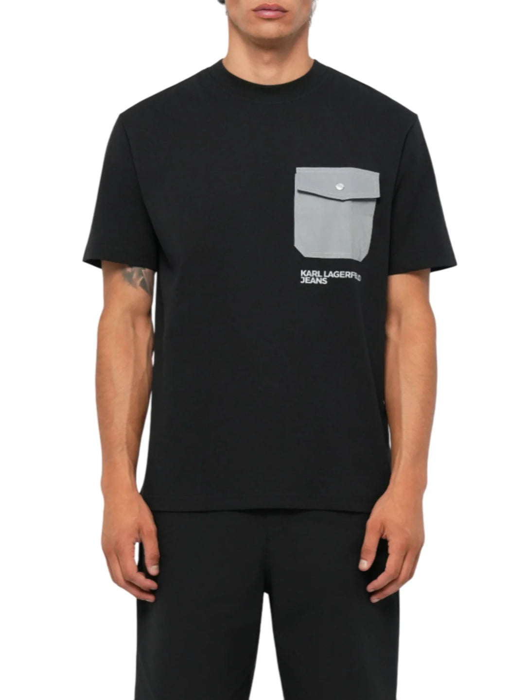 Karl Lagerfeld Regular Mixed Material T-shirt | Black