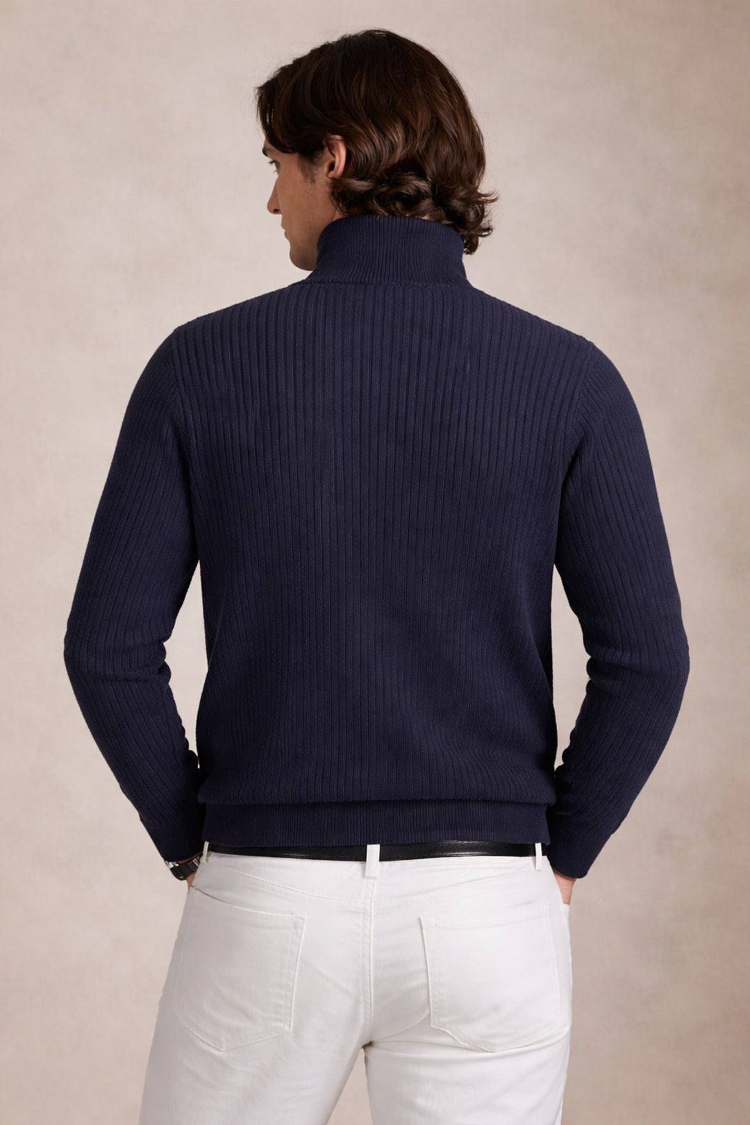 Ralph Lauren Ribbed Zip-up Sweatshirt | Navy