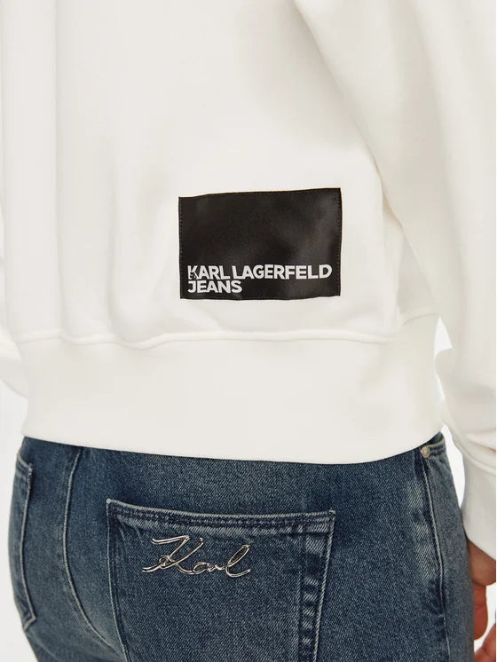Karl Lagerfeld Essential Φούτερ με Λογότυπο Κανονική Γραμμή | Λευκό