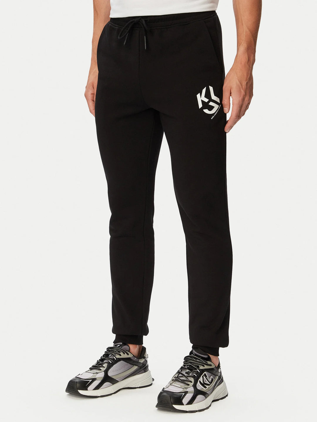 Karl Lagerfeld Monogram Sweatpants in Slim Fit | Black