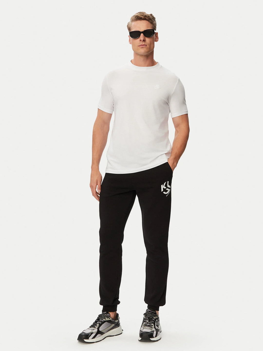 Karl Lagerfeld Monogram Sweatpants in Slim Fit | Black