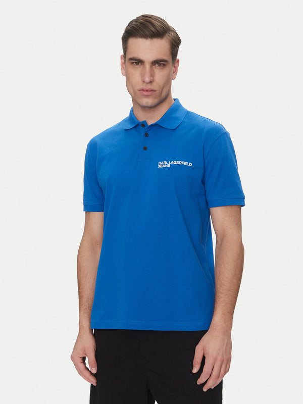 Karl Lagerfeld Logo Herren-Polo | Azurblau