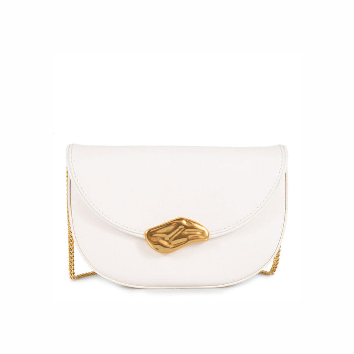Ted Baker Leather Statement Hardware Clutch Bag | Ivory