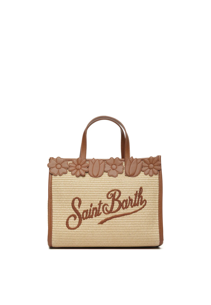 Borsa di paglia MC2 Saint Barth Vivian Mid | Beige con fiori