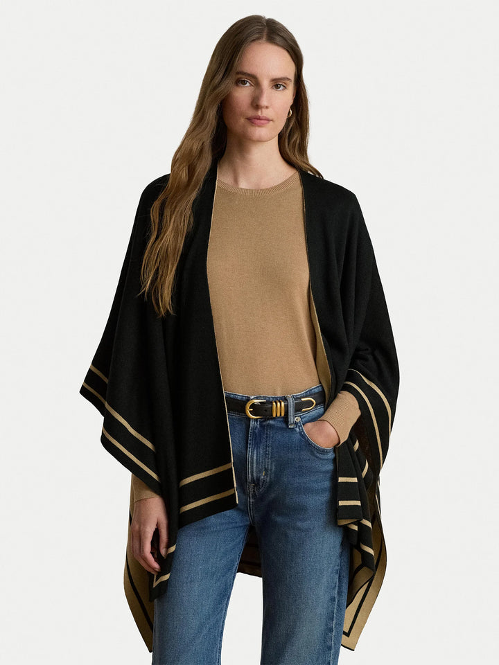 Lauren Ralph Lauren Wool Poncho | Black/Camel