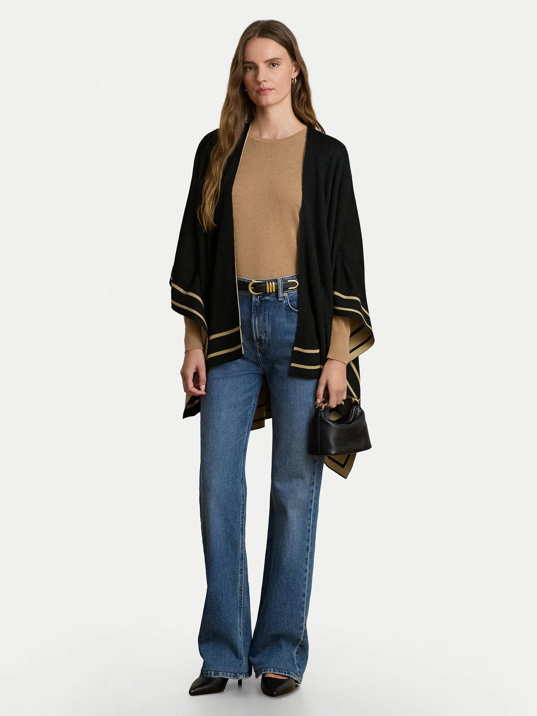 Lauren Ralph Lauren Wool Poncho | Black/Camel