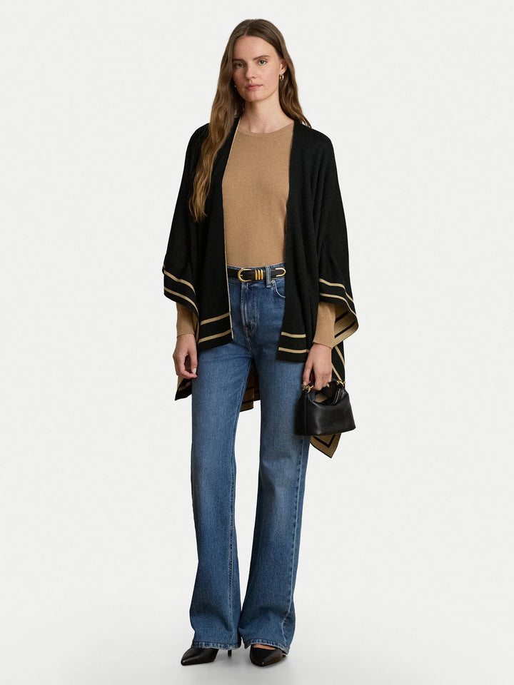 Lauren Ralph Lauren Wool Poncho | Black/Camel
