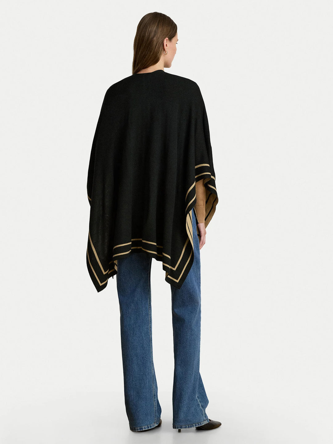Lauren Ralph Lauren Wool Poncho | Black/Camel