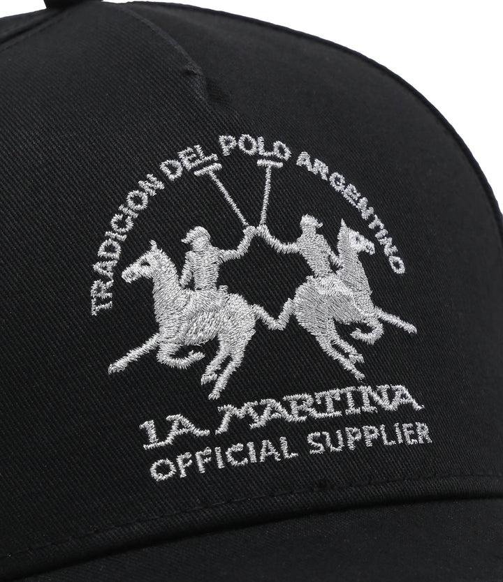 Καπέλο μπέιζμπολ La Martina με λογότυπο και αριθμό | Μαύρο/Ασημί