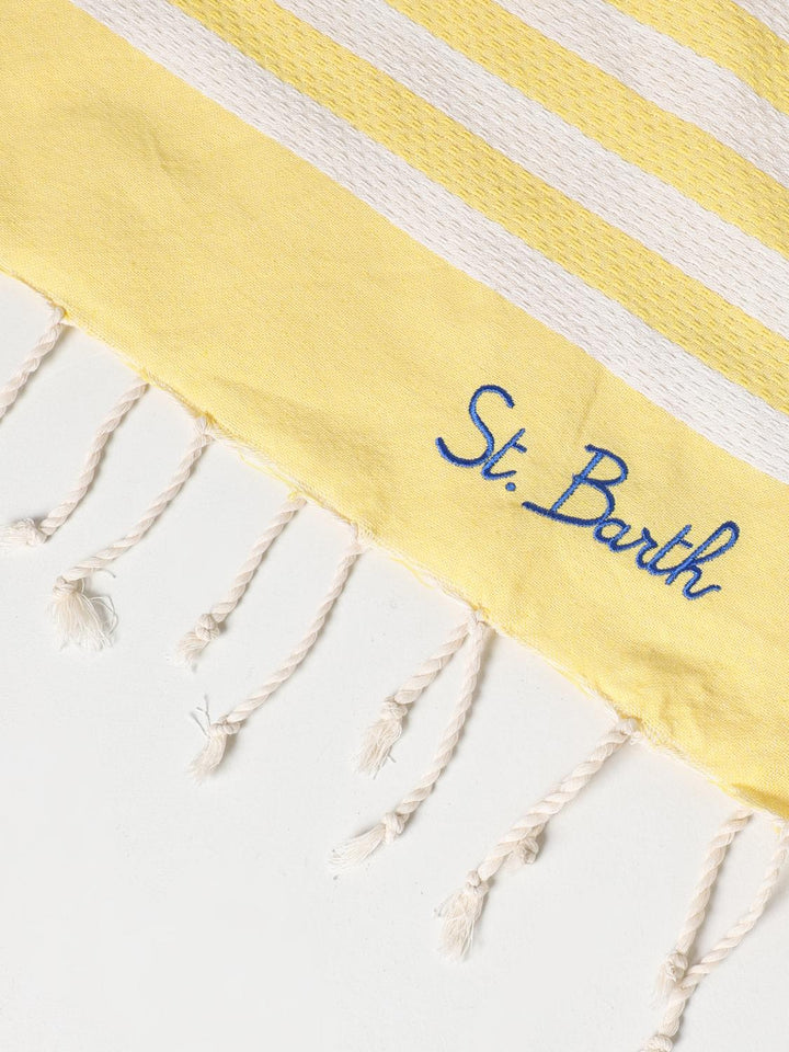 MC2 Saint Barth Foutas: Βαμβακερή πετσέτα παραλίας με ρίγες | Κίτρινο/Λευκό