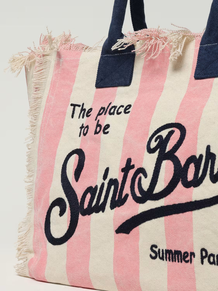 Τσάντα καμβά από βαμβάκι MC2 Saint Barth Vanity | Ροζ/Λευκό