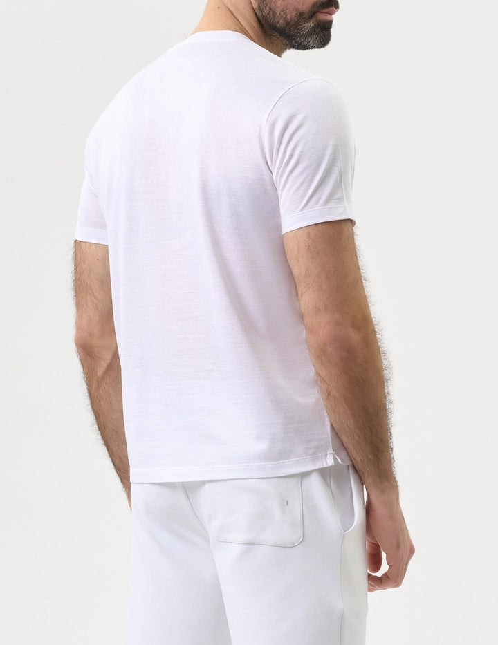 Paul & Shark Double Mercerised Cotton Jersey Shark Print T-shirt | White