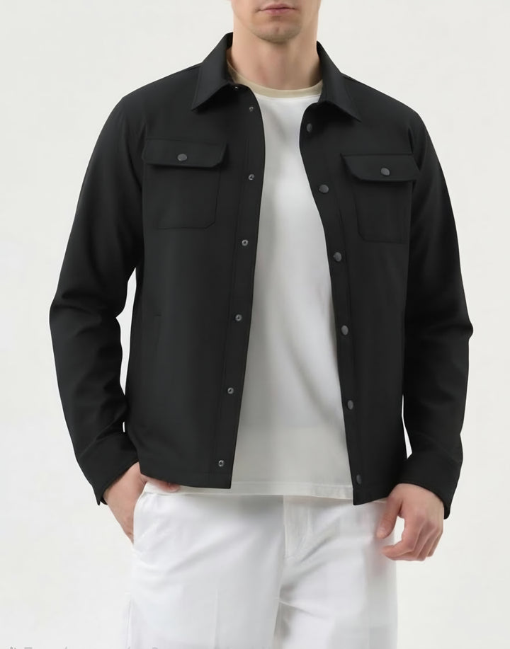 Paul &amp; Shark Dynamic Overshirt in Technical Fabric | Black