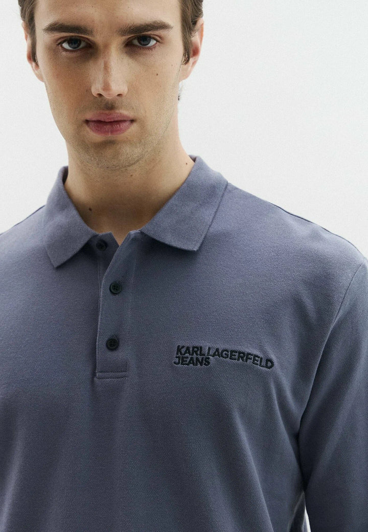 Karl Lagerfeld Long Sleeved Pique Polo in Regular Fit | Grisaille