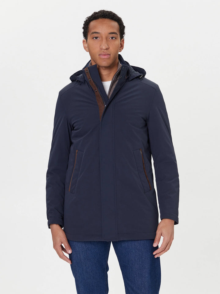 Paul &amp; Shark Typhoon RE 4X4 Stretch Carcoat with Suede Details | Navy