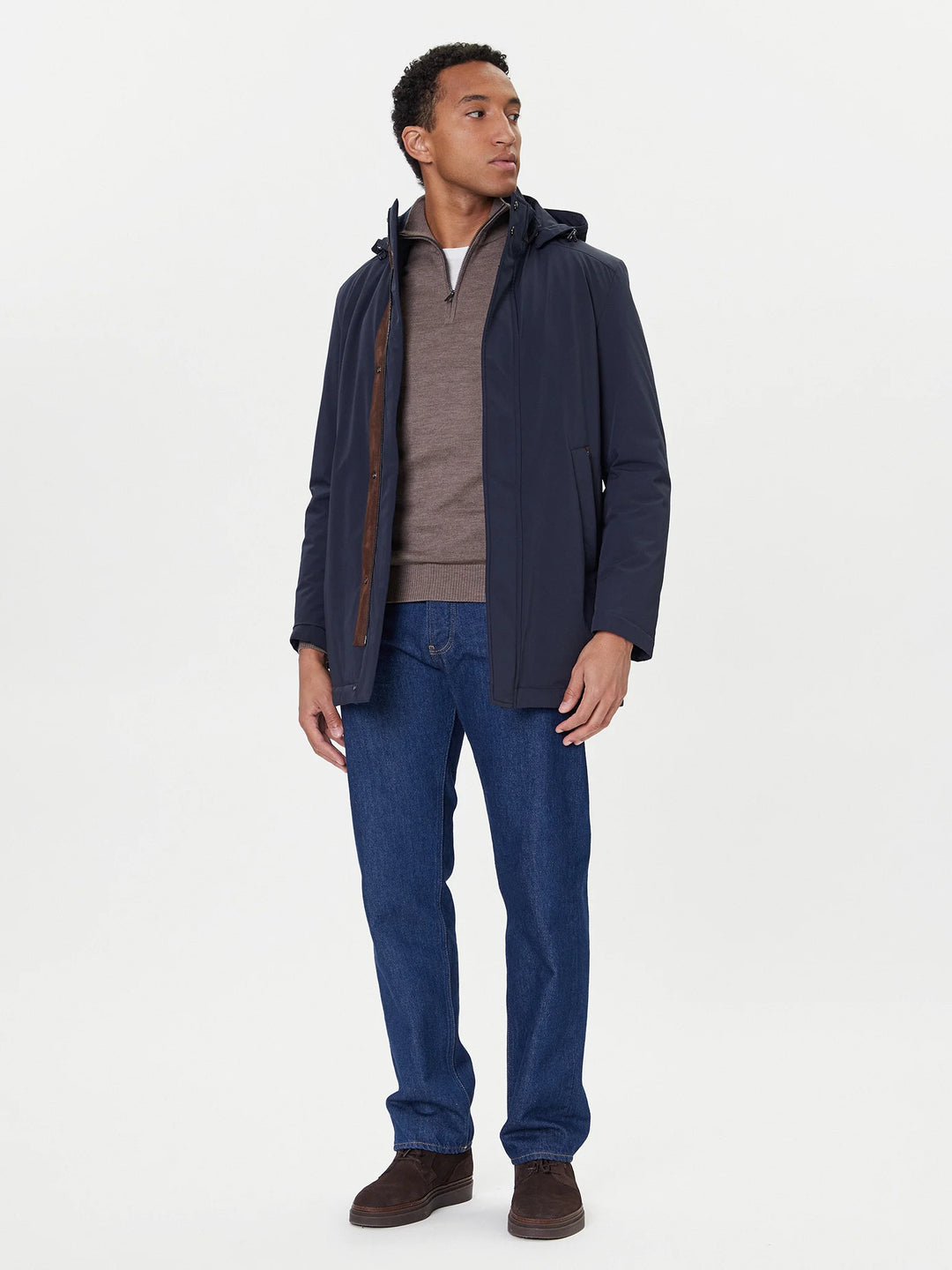Paul &amp; Shark Typhoon RE 4X4 Stretch Carcoat with Suede Details | Navy