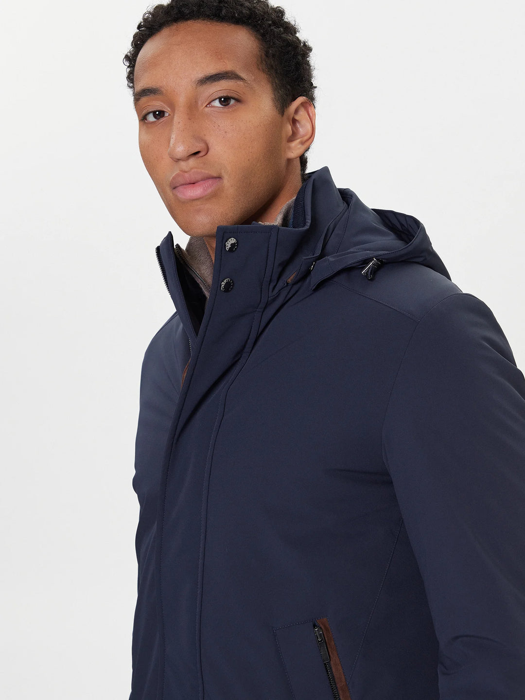 Paul &amp; Shark Typhoon RE 4X4 Stretch Carcoat with Suede Details | Navy